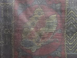 アンティーク　色紙に蝶・幾何学模様織り出し本場泥大島紬着物